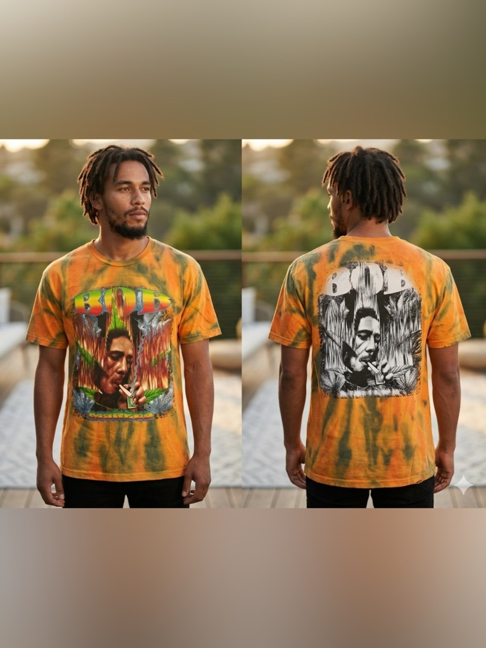 Unbranded Orange Tie-Dye Graphic Short Sleeve Tee